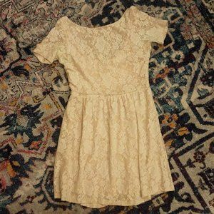 Lace blush skater dress